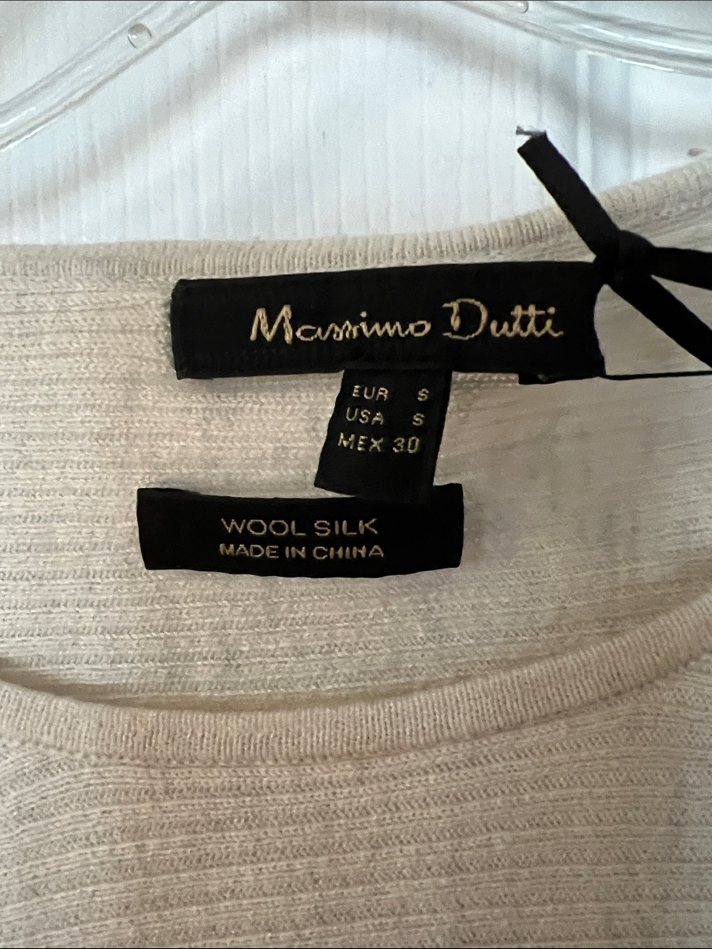 Massimo Dutti Cream Ribbed Crewneck Sweater - Picture 3 of 6